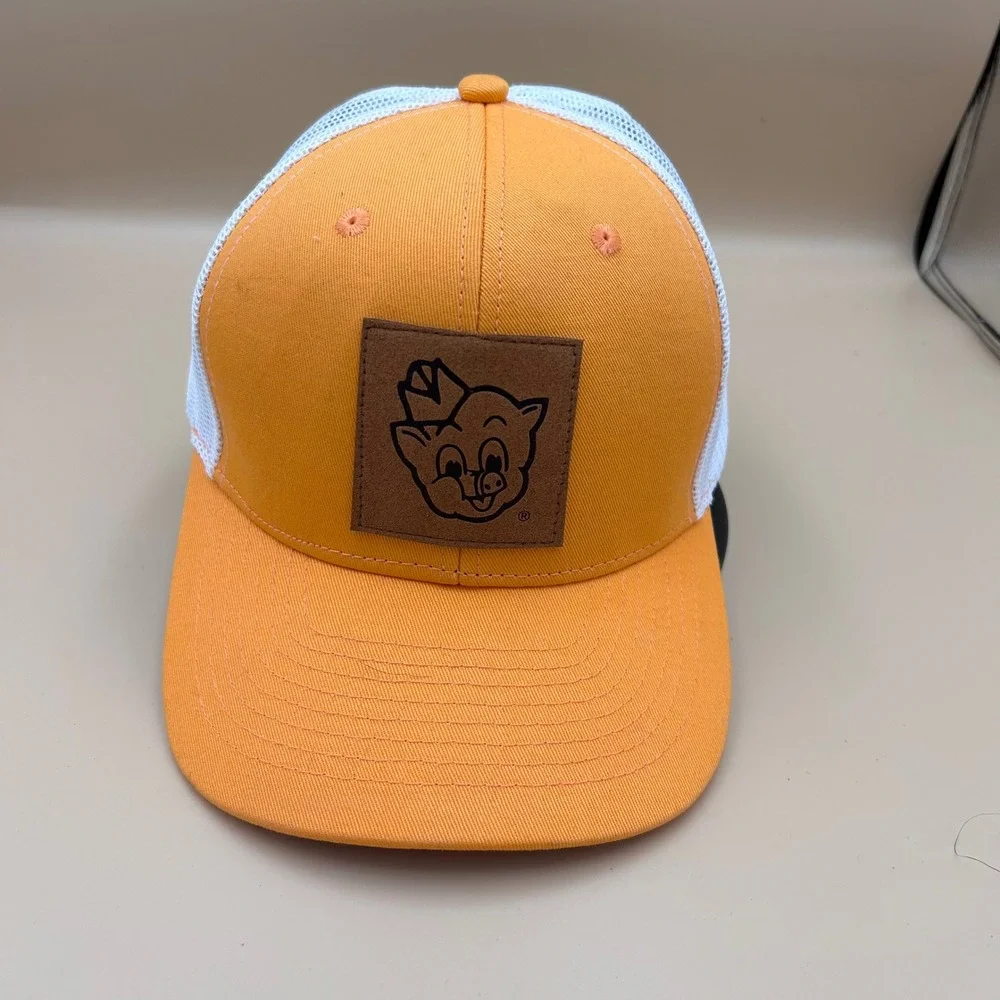 Orange White Mesh Trucker Hat Brown Patch Snapback Adjustable Baseball Cap